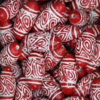 Large Oval Clay Beads, Red, Pack of 5